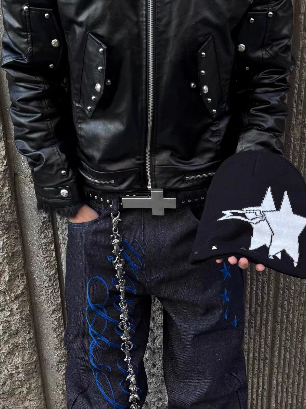 The Brutalist Cross Studded Belt