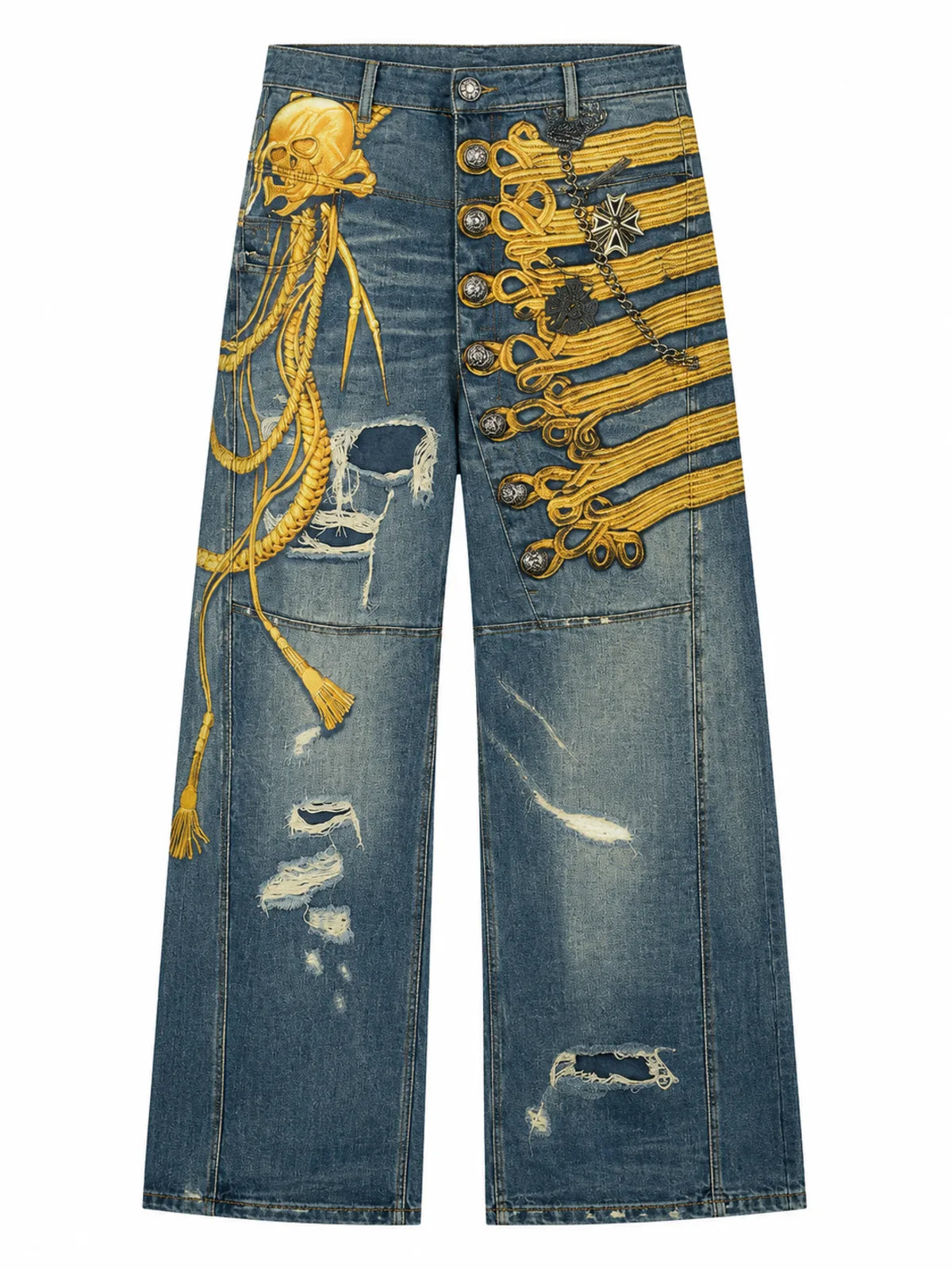 The Baroque Button Print Jeans