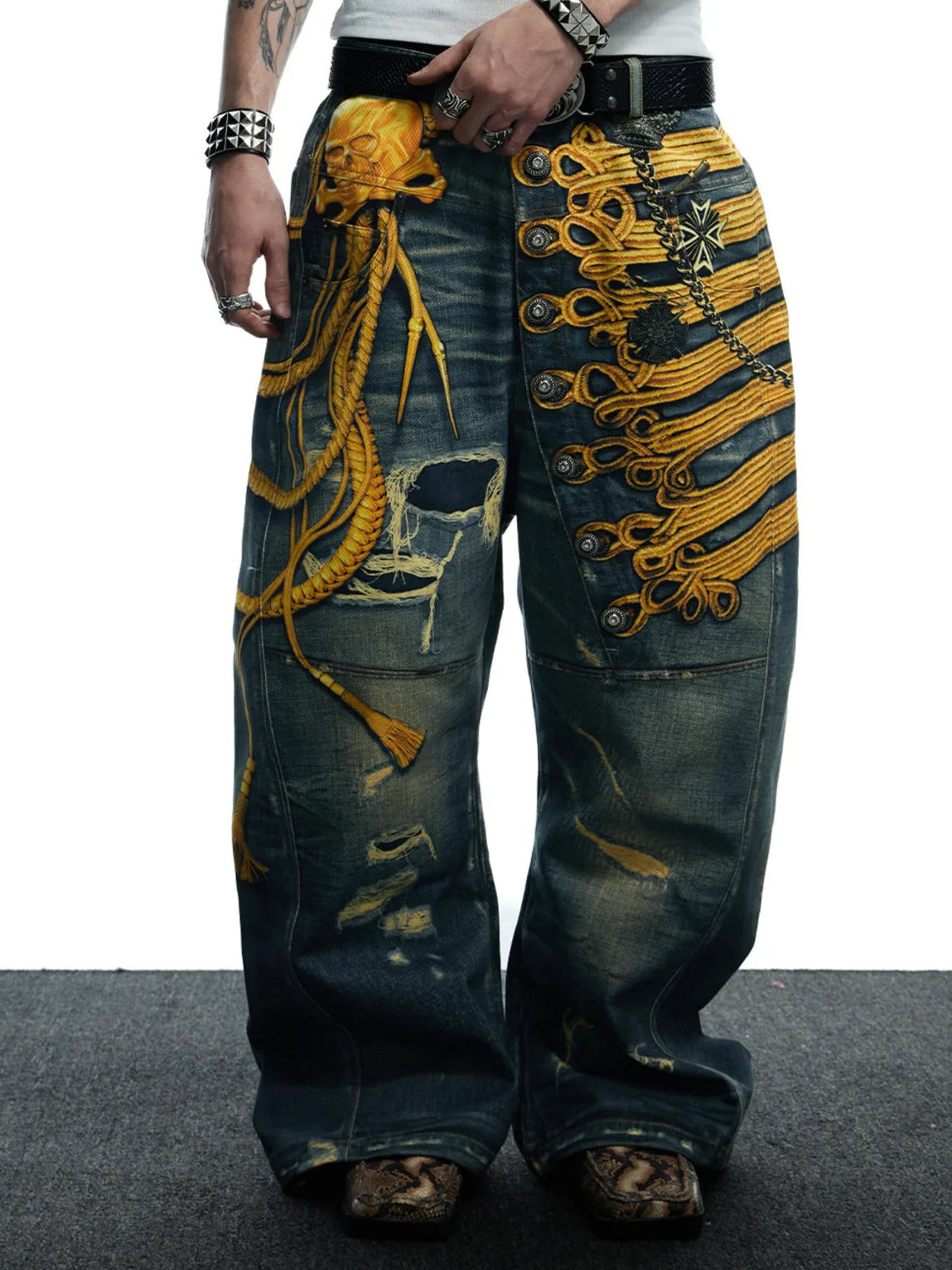 The Baroque Button Print Jeans