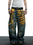 The Baroque Button Print Jeans