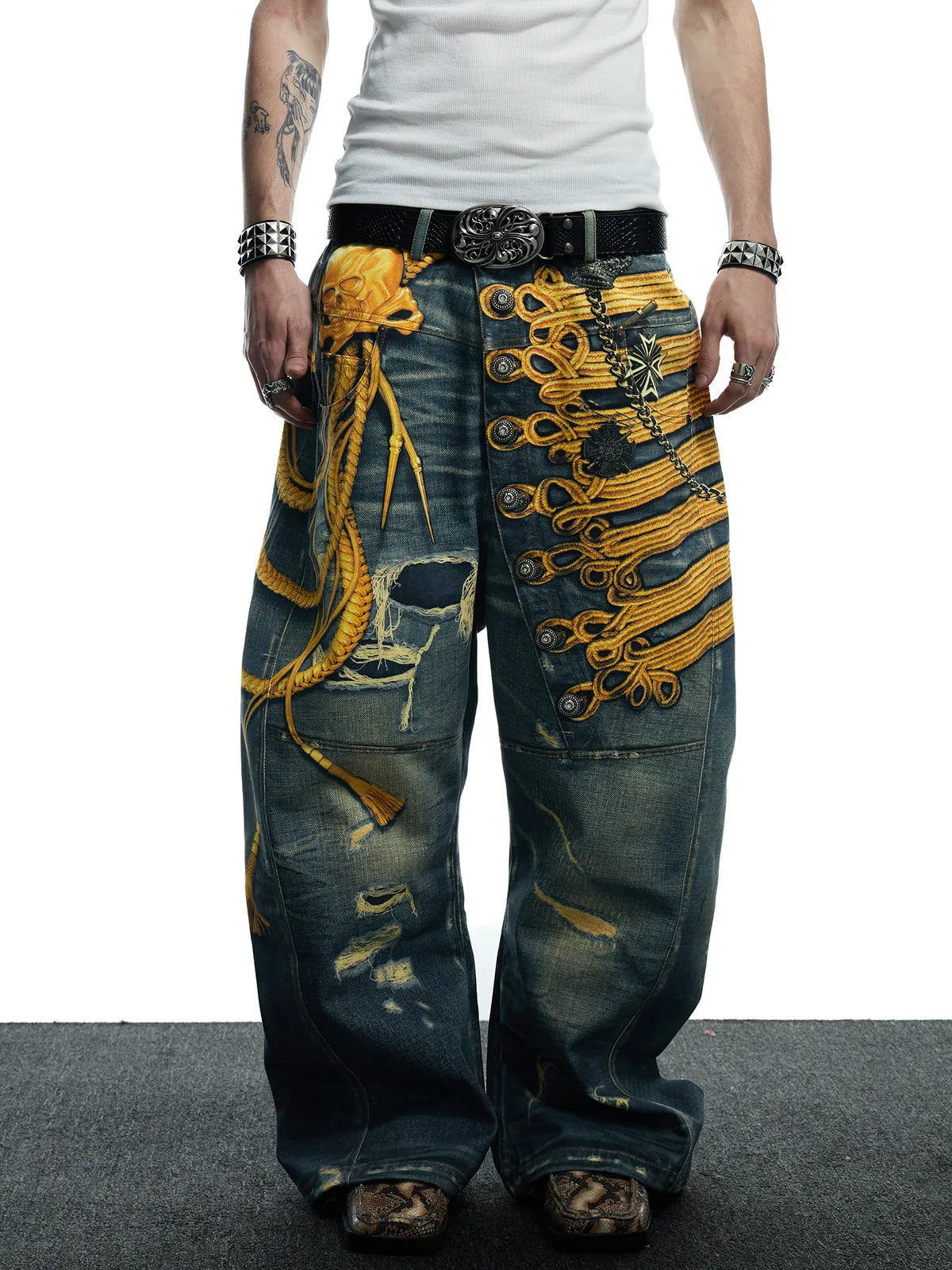 The Baroque Button Print Jeans