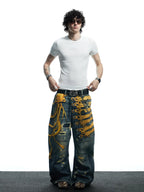 The Baroque Button Print Jeans