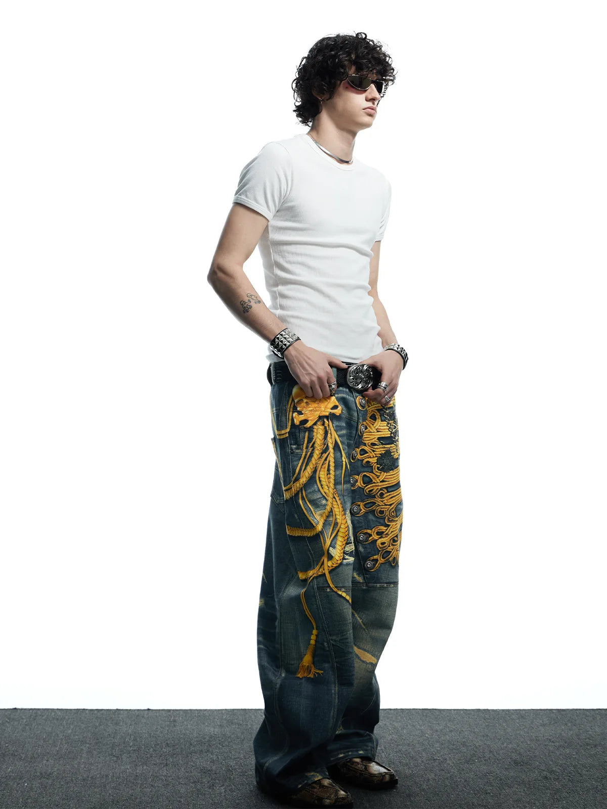 The Baroque Button Print Jeans