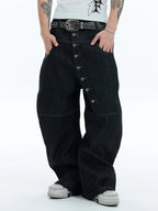 The Button-Fly Curved Denim Jeans