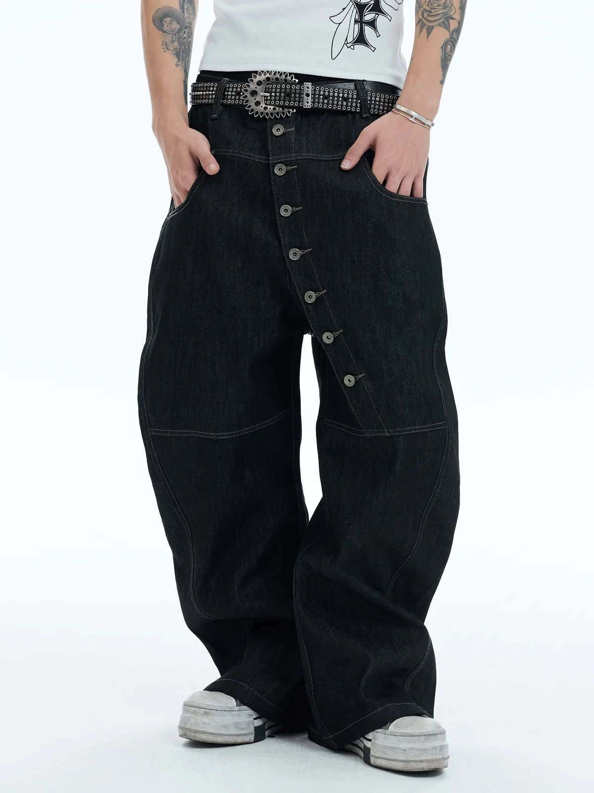 The Button-Fly Curved Denim Jeans