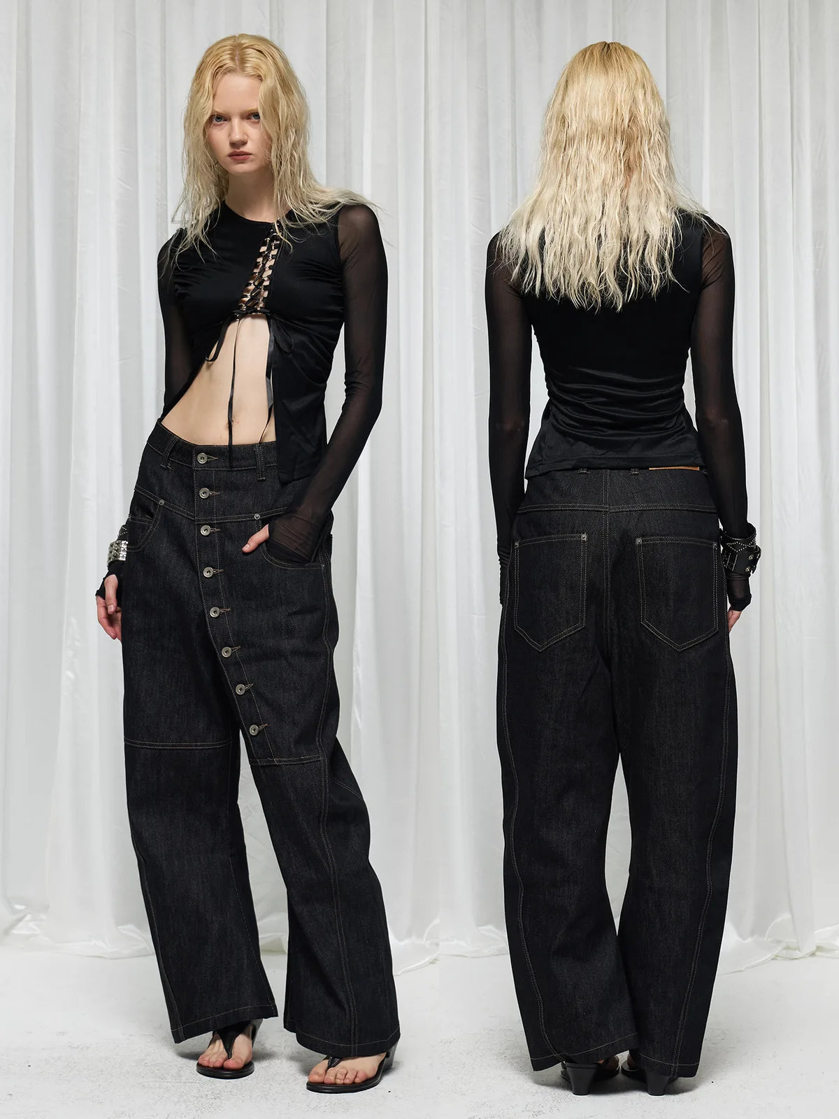 The Button-Fly Curved Denim Jeans
