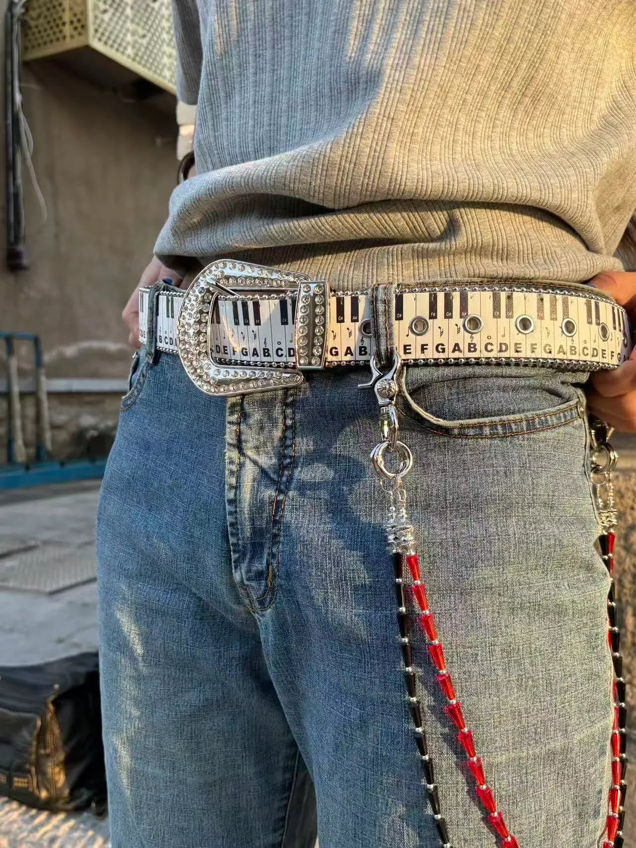 The Monochrome Piano Key Belt