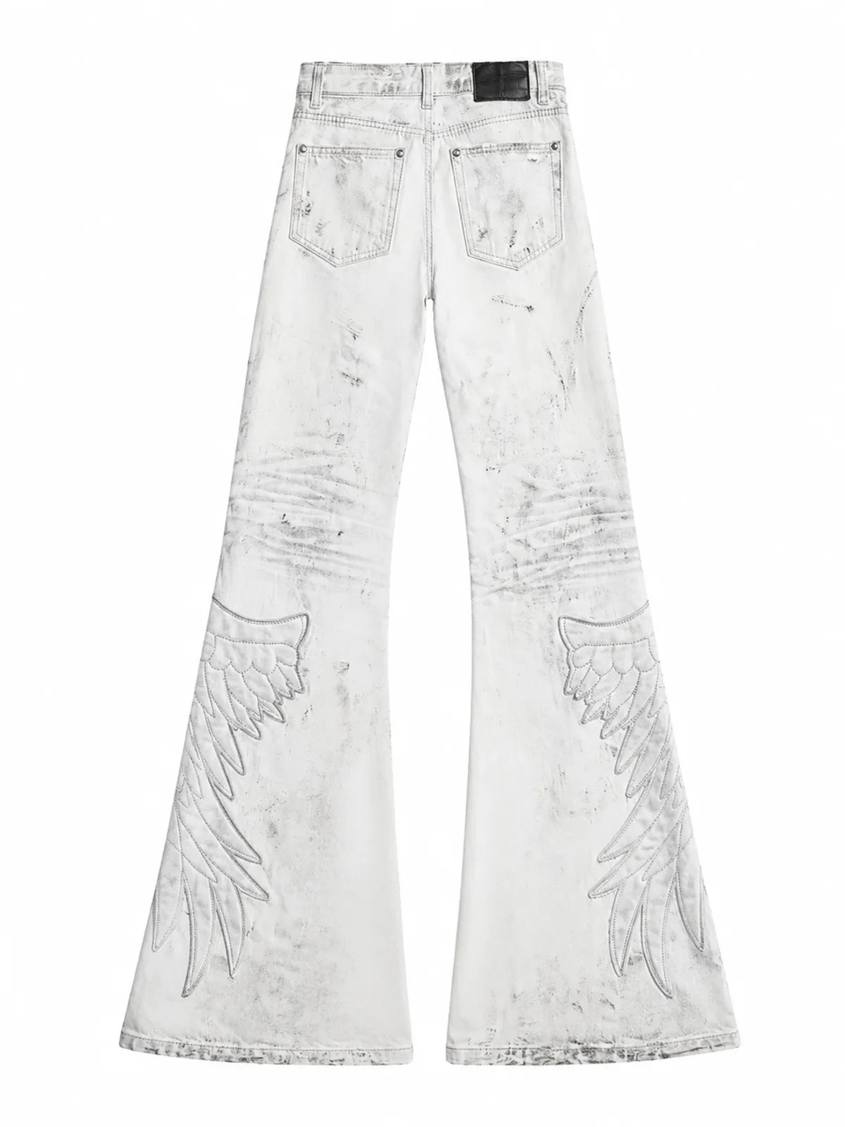 The Distressed Wing Patch Flare Jeans