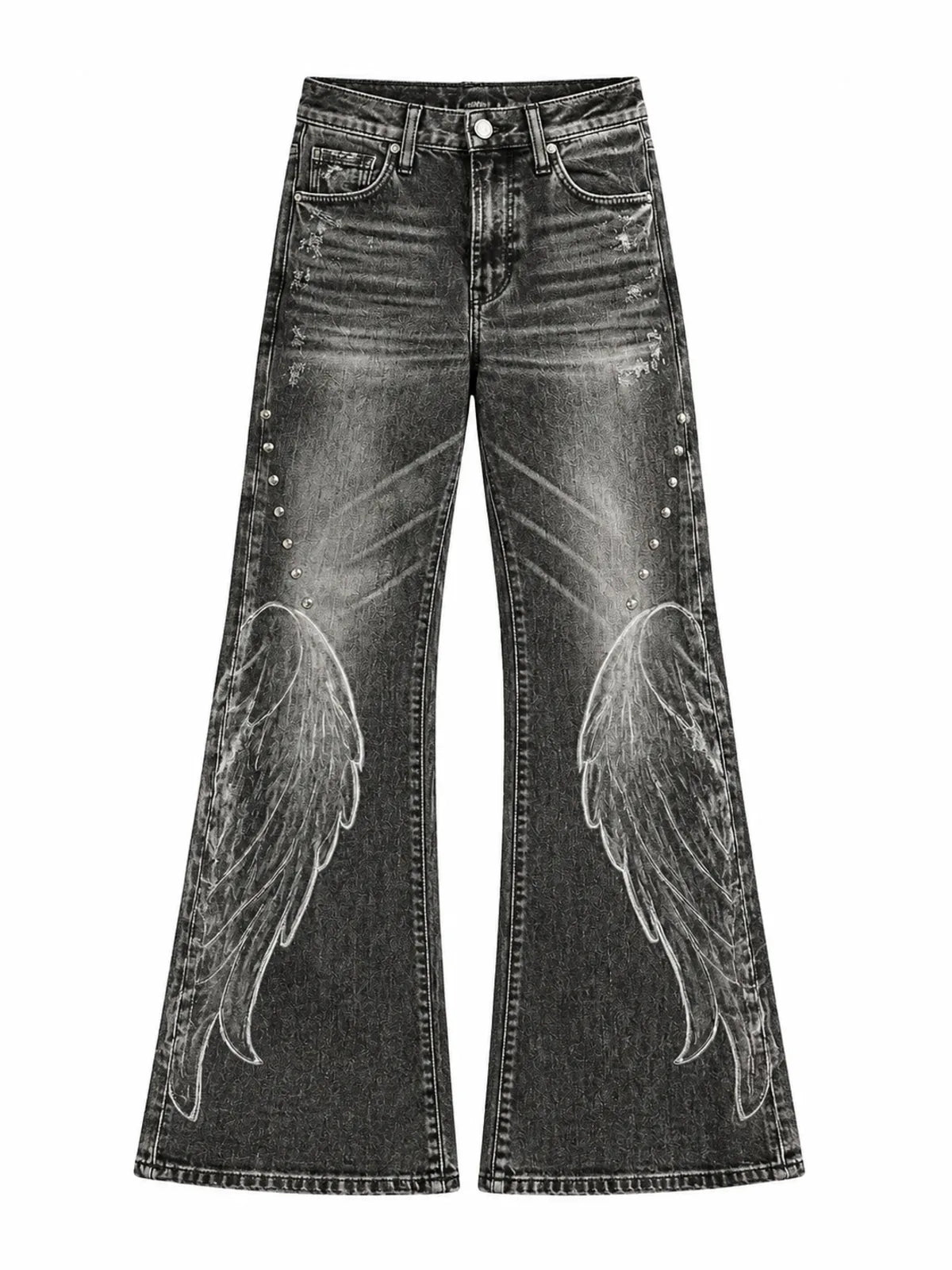 The Distressed Wing Patch Flare Jeans