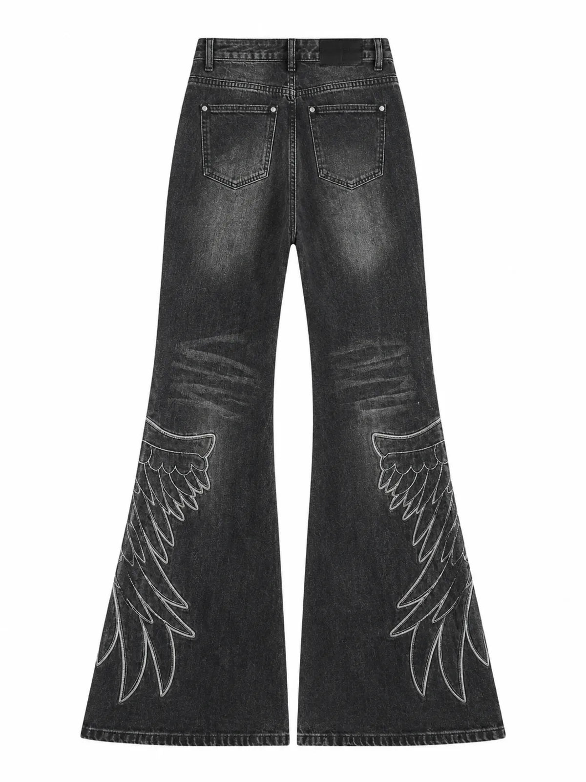 The Distressed Wing Patch Flare Jeans