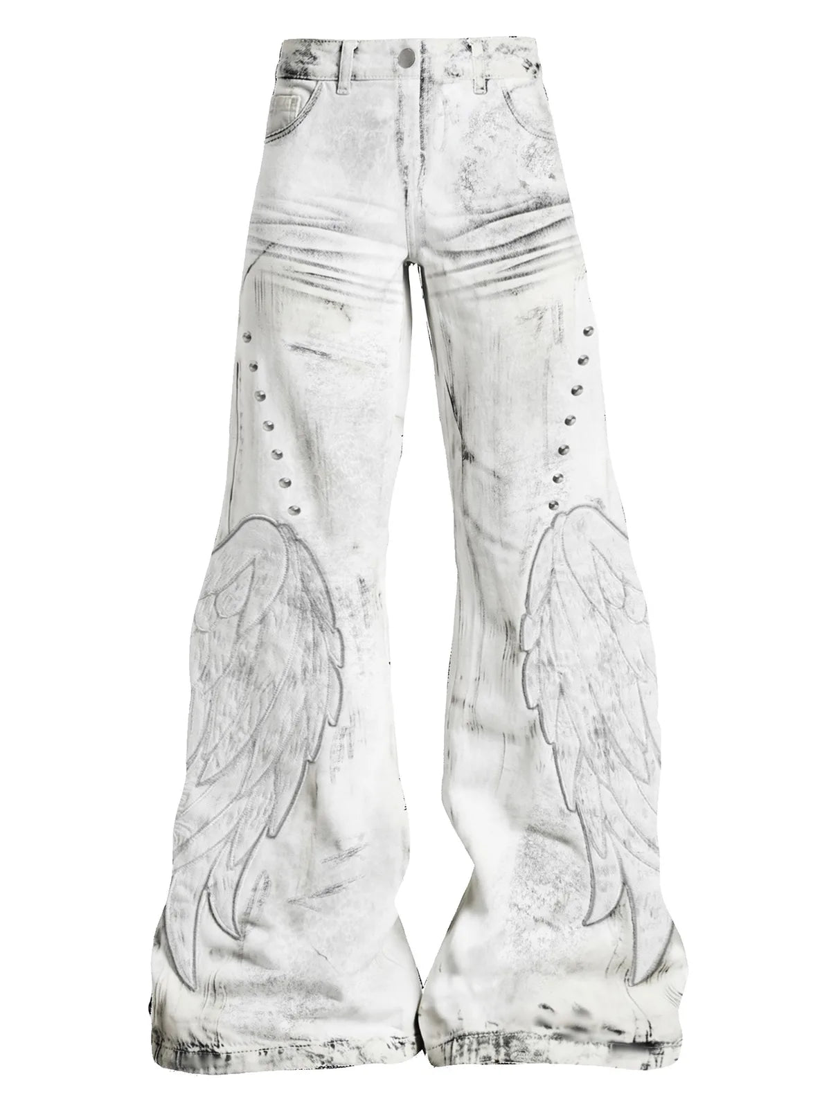 The Distressed Wing Patch Flare Jeans