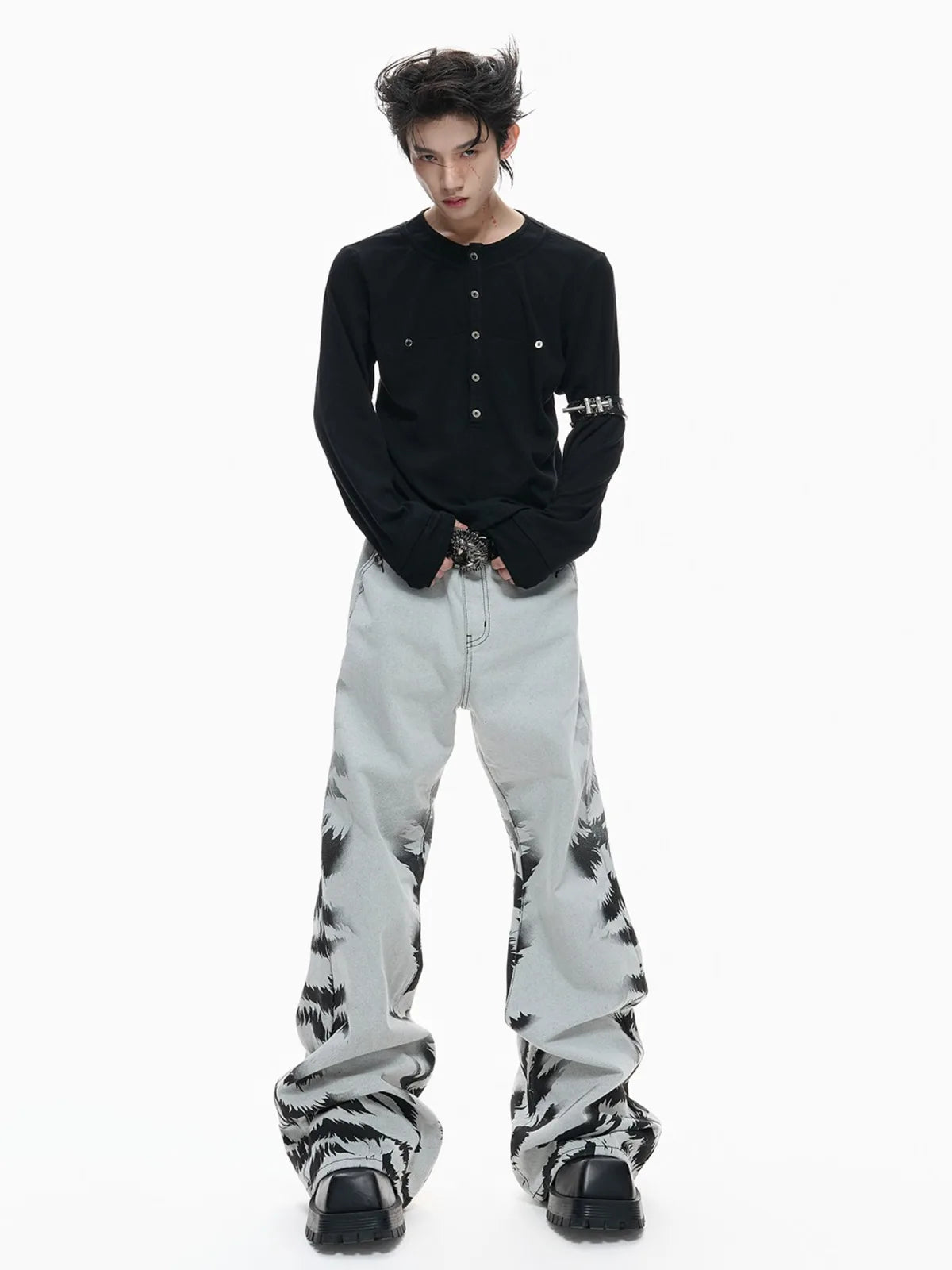 The Washed Tiger Dye Baggy Jeans