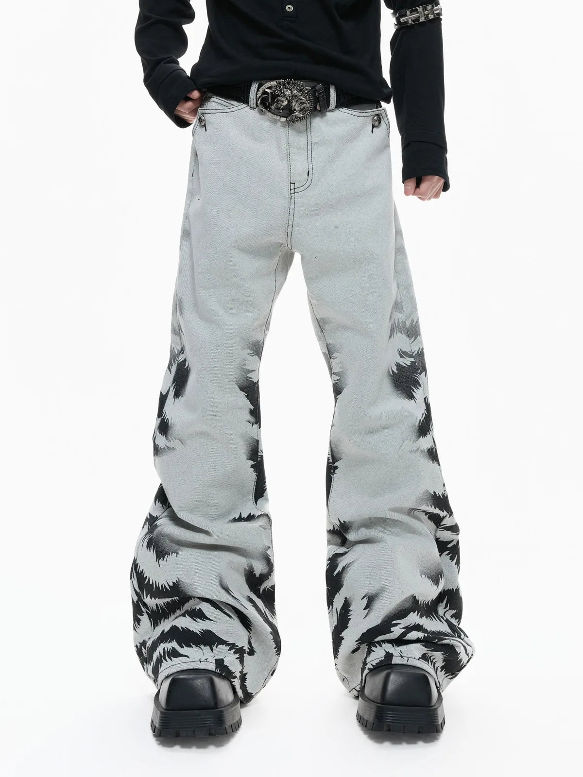The Washed Tiger Dye Baggy Jeans
