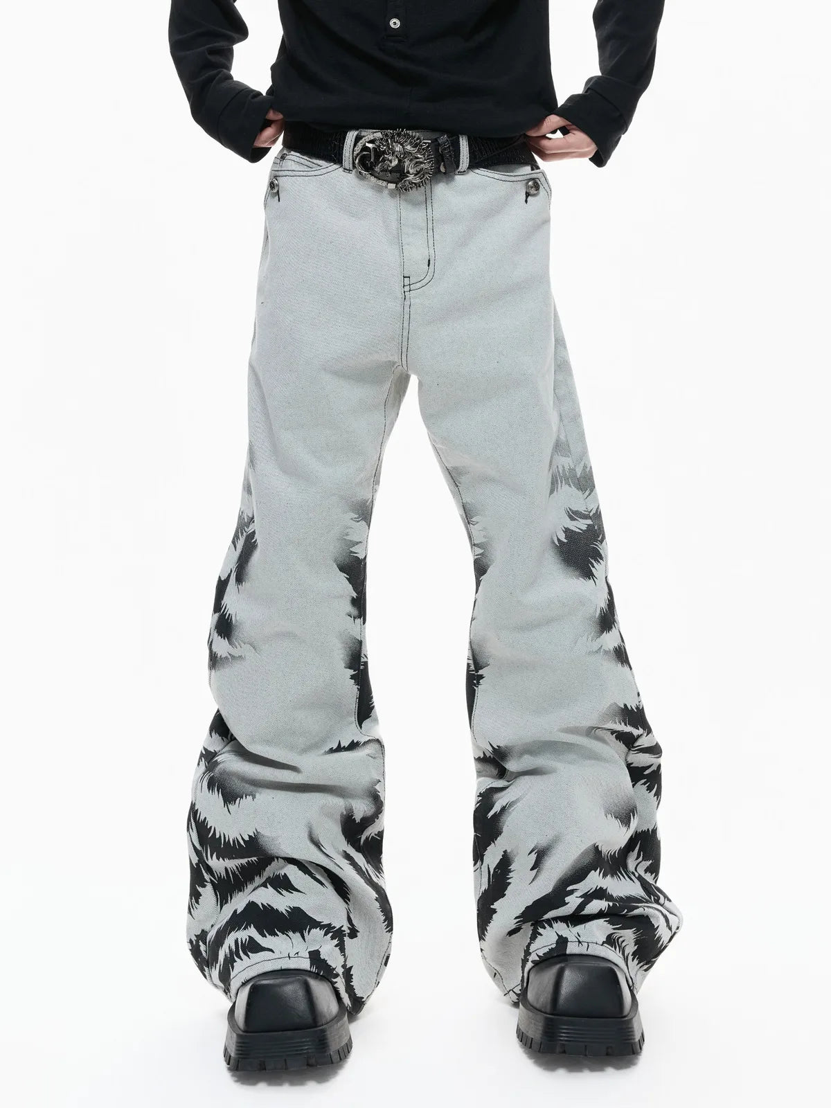 The Washed Tiger Dye Baggy Jeans